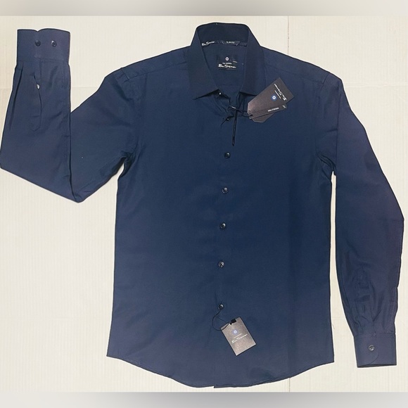 BEN SHERMAN SLIM FIT BUTTON DOWN SHIRT MENS LONG SLEEVE BLUE COLOR SIZE S 32/33 - Picture 10 of 11